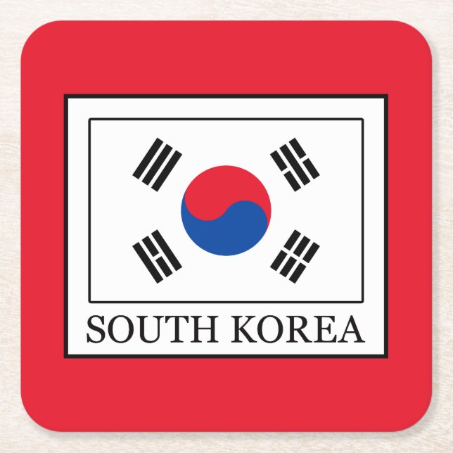 South Korea Square Paper Coaster (Front)
