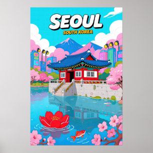 South Korea Travel   Pop Art Poster