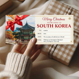 South Korea Trip Christmas Reveal Gift Ticket Card