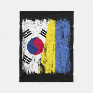 South Korea Ukraine Half Flag South Korean Ukraini Fleece Blanket