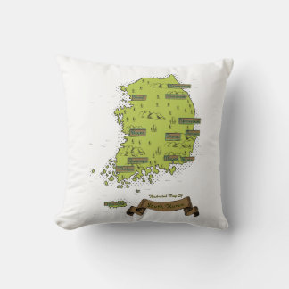 South Korea vintage style map Cushion