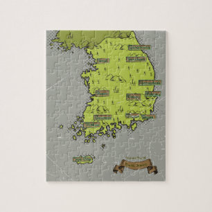 South Korea vintage style map Jigsaw Puzzle