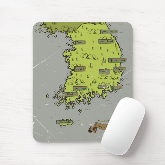 South Korea vintage style map Mouse Mat (With Mouse)