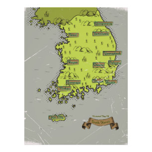 South Korea vintage style map Photo Print