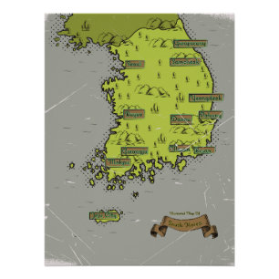 South Korea vintage style map Poster