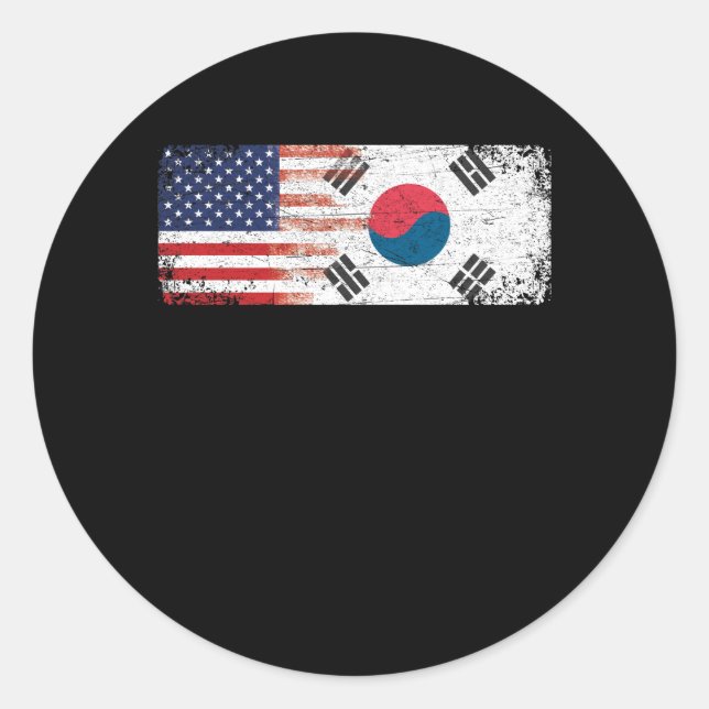 South Korean American Flag Classic Round Sticker (Front)