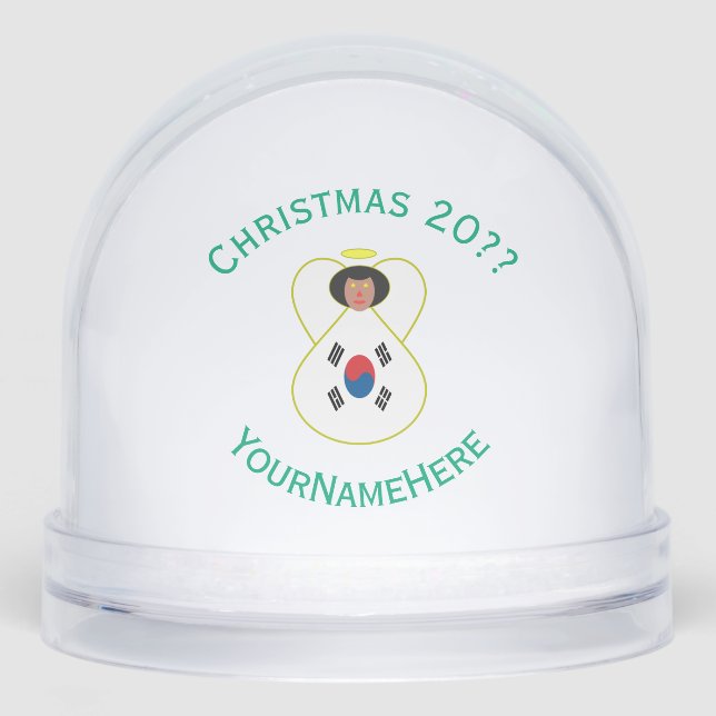 South Korean Angel Christmas Flag Personalised Snowglobe (Front)