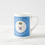 South Korean Angel Hanukkah Flag Personalised  Bone China Mug<br><div class="desc">Blue and white squiggly squares for Hanukkah make up the background for this Republic of Korea flag or South Korean flag angel. Add a name, yours or someone else's for a personalised gift. Customise by adding the correct year for your situation. Bone china mug designed for your Hanukkah decor this...</div>