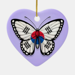 South Korean Butterfly Flag on Purple Ceramic Tree Decoration