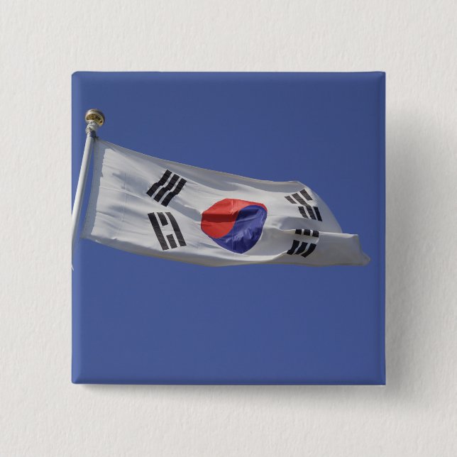 South Korean Flag 15 Cm Square Badge (Front)