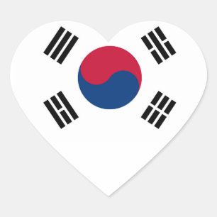South Korean Flag Heart-Shaped Stickers