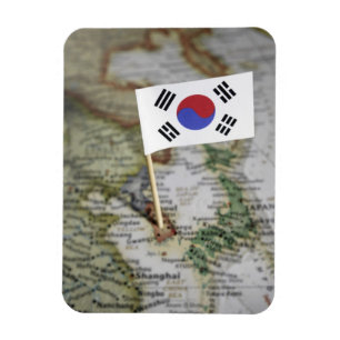South Korean flag in map Magnet
