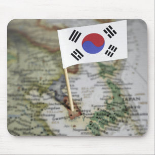 South Korean flag in map Mouse Mat