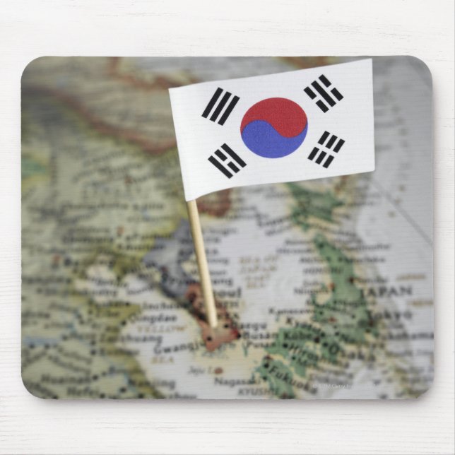 South Korean flag in map Mouse Mat (Front)