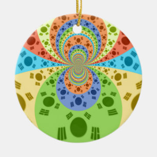 South Korean Flag Inspired Abstract Art Print Ceramic Tree Decoration