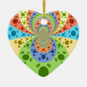 South Korean Flag Inspired Abstract Art Print Ceramic Tree Decoration