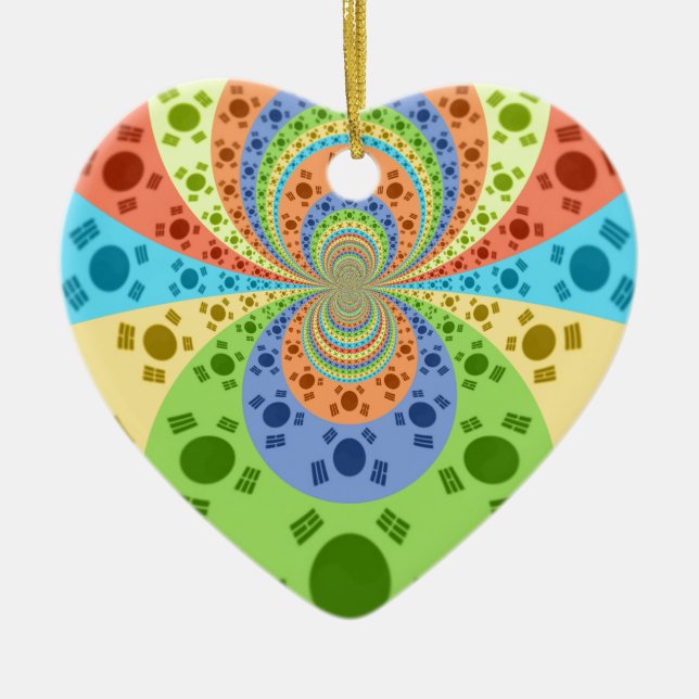 South Korean Flag Inspired Abstract Art Print Ceramic Tree Decoration (Front)