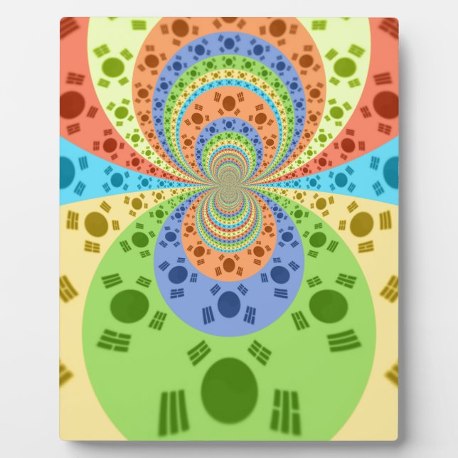 South Korean Flag Inspired Abstract Art Print Plaque (Front)