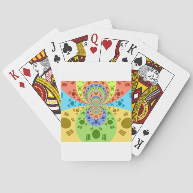 South Korean Flag Inspired Abstract Art Print Playing Cards (Back)