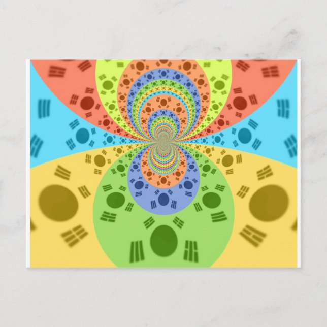 South Korean Flag Inspired Abstract Art Print Postcard (Front)