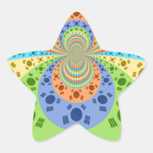 South Korean Flag Inspired Abstract Art Print Star Sticker