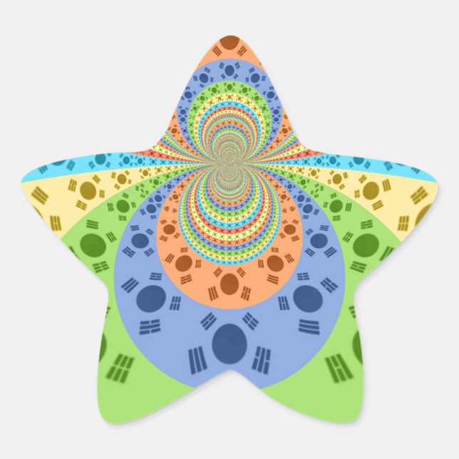 South Korean Flag Inspired Abstract Art Print Star Sticker (Front)