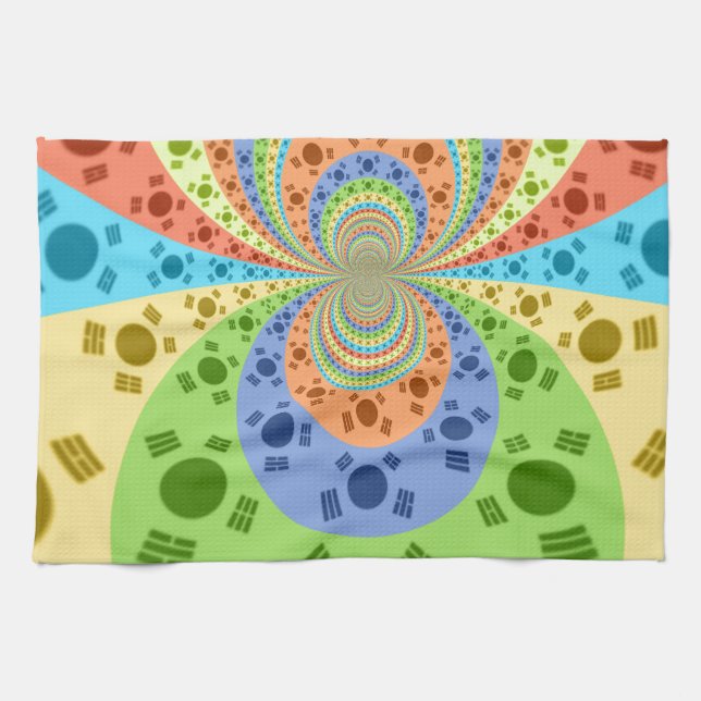 South Korean Flag Inspired Abstract Art Print Tea Towel (Horizontal)