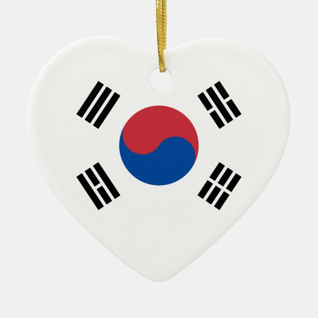 South Korean Flag - Korea - Taegeukgi - 대한민국의 국기 Ceramic Tree Decoration (Front)