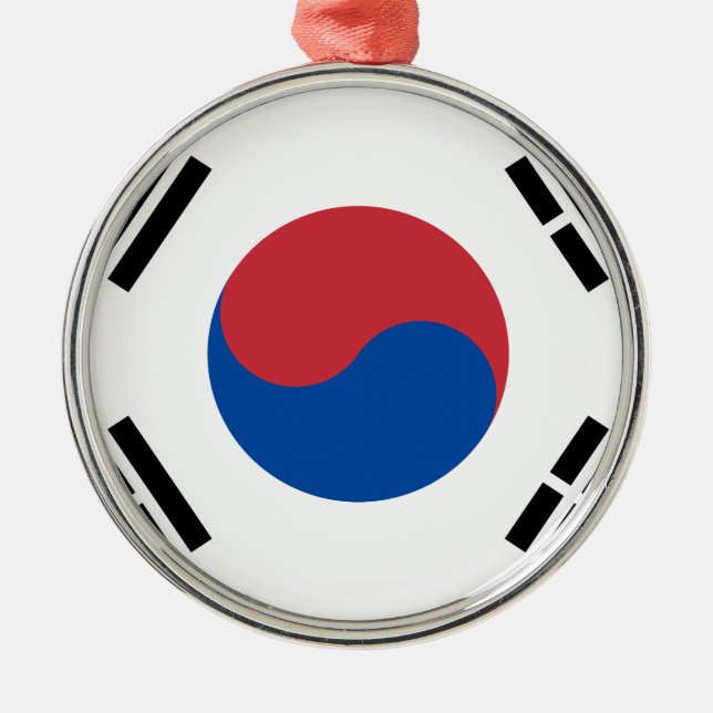 South Korean Flag - Korea - Taegeukgi - 대한민국의 국기 Metal Tree Decoration (Front)