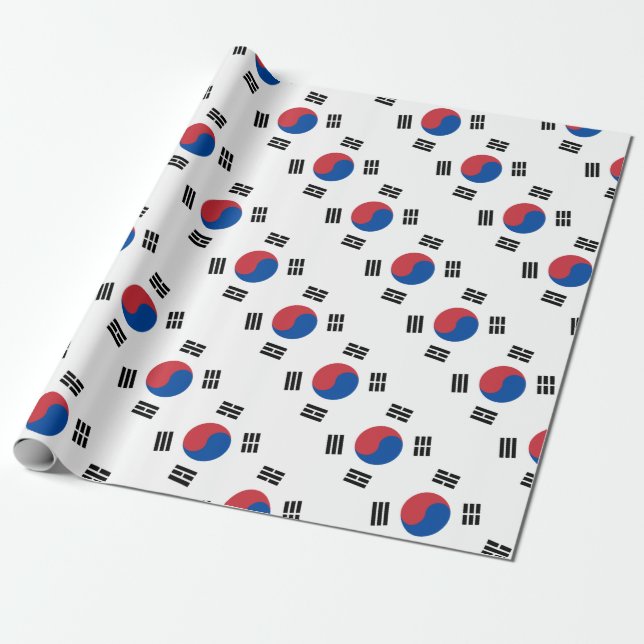 South Korean Flag - Korea - Taegeukgi - 대한민국의 국기 Wrapping Paper (Unrolled)