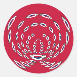South Korean Flag Polka Dots: A Floral Twist Classic Round Sticker