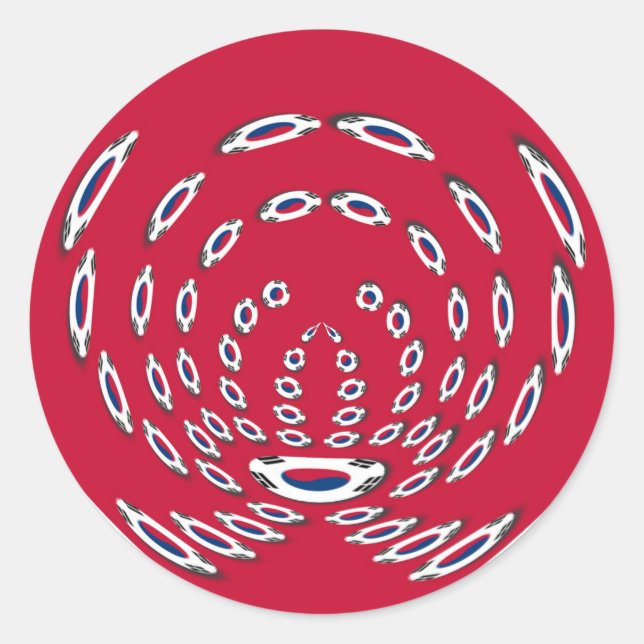 South Korean Flag Polka Dots: A Floral Twist Classic Round Sticker (Front)