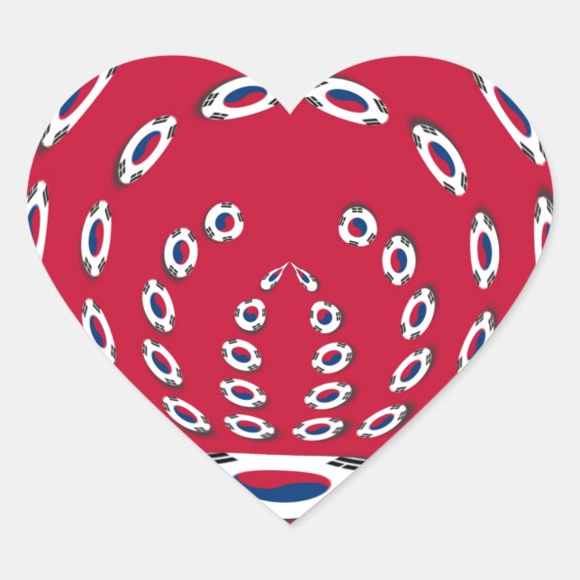 South Korean Flag Polka Dots: A Floral Twist Heart Sticker (Front)