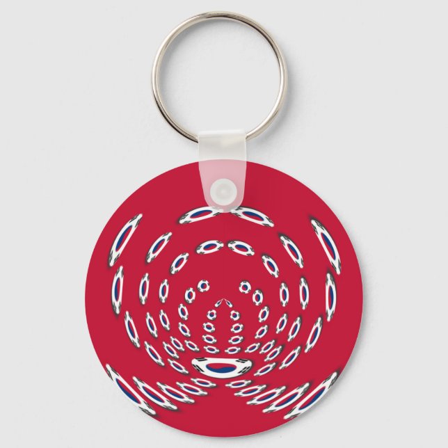 South Korean Flag Polka Dots: A Floral Twist Key Ring (Front)