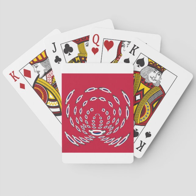 South Korean Flag Polka Dots: A Floral Twist Playing Cards (Back)