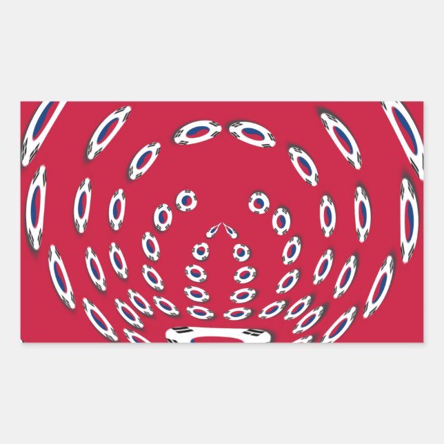 South Korean Flag Polka Dots: A Floral Twist Rectangular Sticker (Front)