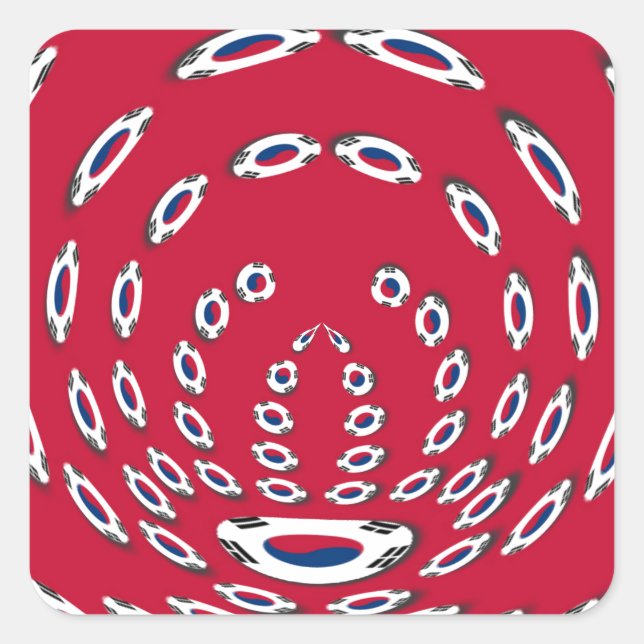 South Korean Flag Polka Dots: A Floral Twist Square Sticker (Front)