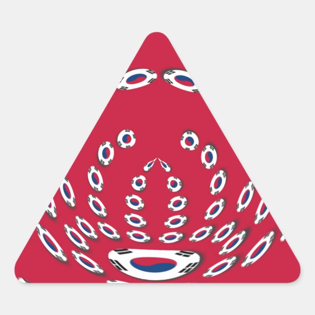 South Korean Flag Polka Dots: A Floral Twist Triangle Sticker (Front)
