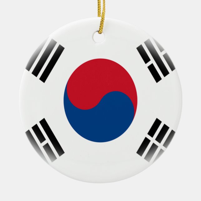 South Korean Flag Taeguki Ceramic Tree Decoration (Front)