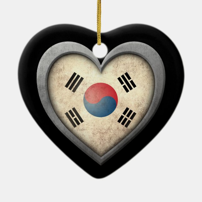 South Korean Heart Flag with Metal Effect Ceramic Tree Decoration (Back)