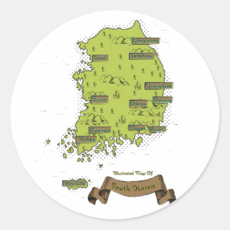 South Korean map Classic Round Sticker