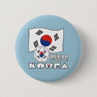 South Korean Soccer Ball and Flag 6 Cm Round Badge