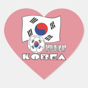 South Korean Soccer Ball and Flag Heart Sticker