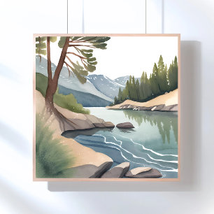 South Lake Tahoe   Watercolor Landscape Poster