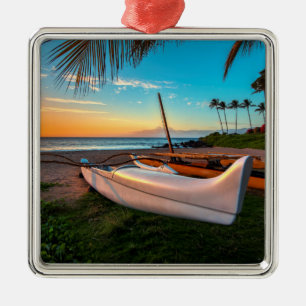 South Maui Beach at Sunset Maui, Hawaii Metal Tree Decoration