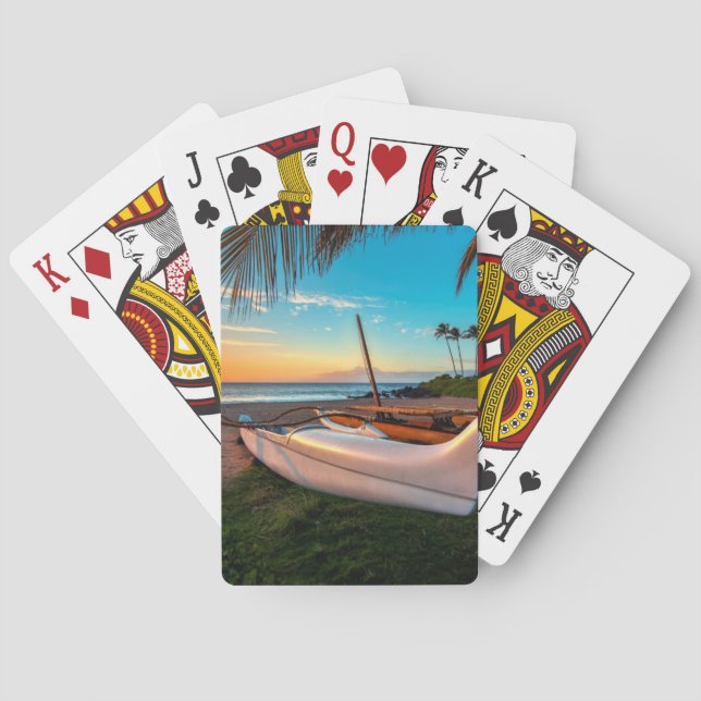 South Maui Beach at Sunset | Maui, Hawaii Playing Cards (Back)