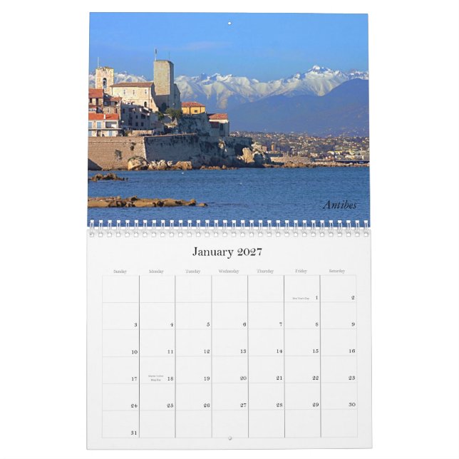 South of France Calendar (Jan 2027)