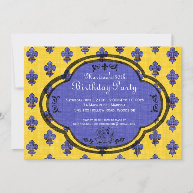 South of France Provencal Birthday Party Invite (Front)