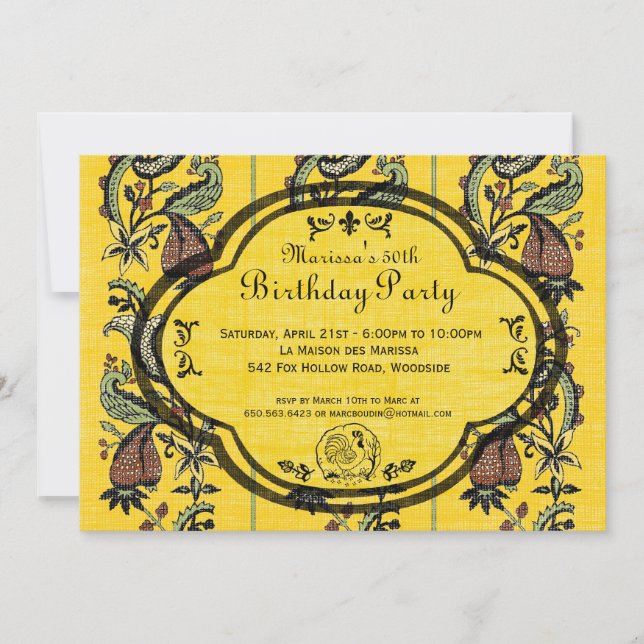 South of France Provencal Birthday Party Invite (Front)