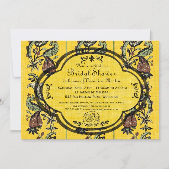 South of France Provencal Bridal Shower Invite (Front)